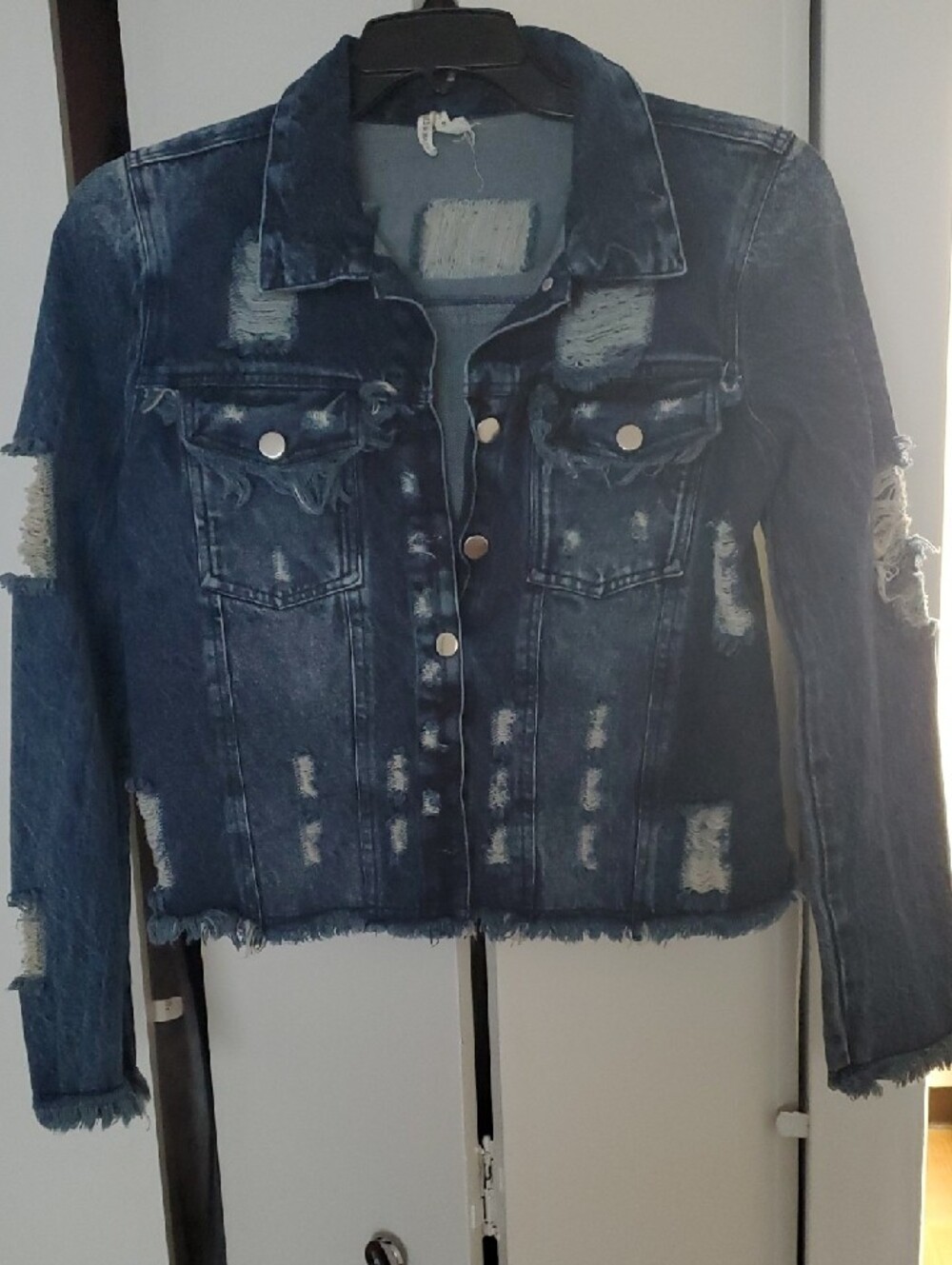 Distressed Blue Jean Jacket - Women's Denim Jacket